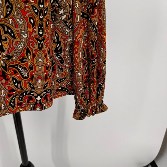 Michael Kors‎ Paisley Shirt Womens XL Babydoll Y2K Dark Sweetheart Going Out - Picture 7 of 8